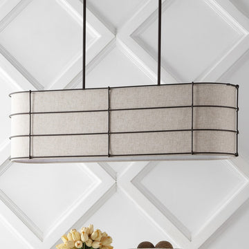 Chadwick 42" Rustic Farmhouse Iron Linear LED Pendant - JONATHAN Y